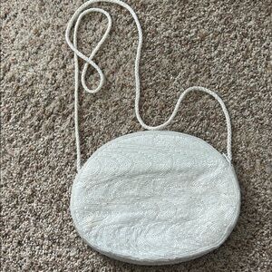 Chic White Beaded Crossbody Bag